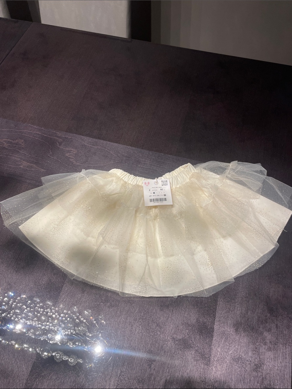Zara Girls Cream Glitter skirt size 2 years 24 m new